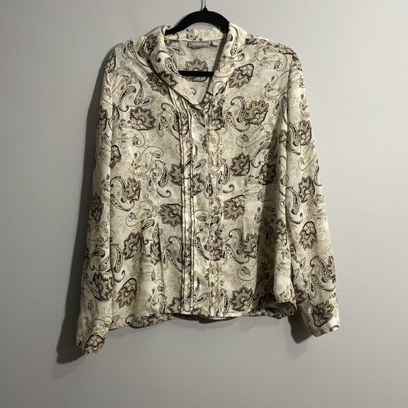 Tops - Croft & Barrow Women’s XL Brown Paisley Print Blouse Autumn Casual Workwear